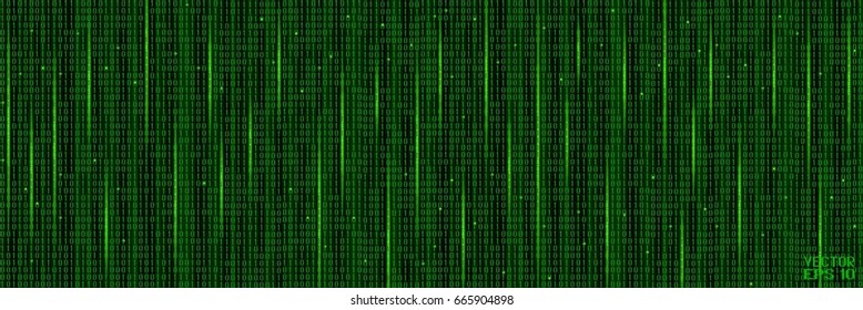 Abstract Technology Pattern. Stream of  Binary Computer Code. Computer Matrix Background. Vector Illustration