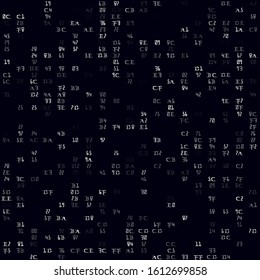 Abstract technology pattern. White sparse hexadecimal pairs seamless pattern. Attractive background. Awesome vector illustration.