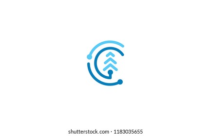 abstract technology pine logo vector icon