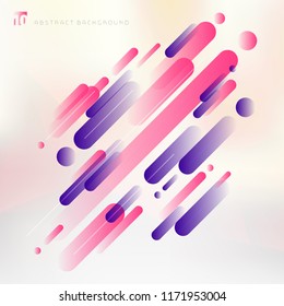 Abstract technology pink and purple geometric rounded lines pattern motion  background modern style. Vector illustration