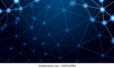 Abstract technology with polygon shapes on dark blue background, Digital technology concept, Illustration Vector