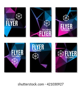 Abstract technology polygonal flyer set. Modern polygonal flyer brochure set.