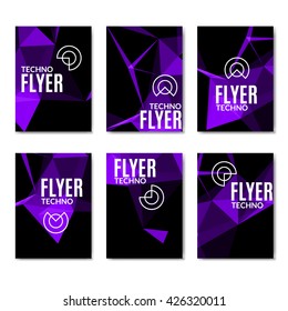 Abstract technology polygonal flyer set. Modern polygonal flyer brochure set.