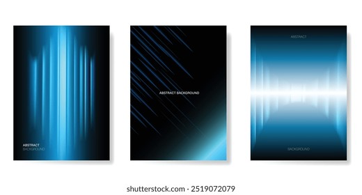 Conjunto de Vector de fondo de póster de Tecnología Abstractas. Plantilla de la cubierta del estilo futurista con la forma geométrica, onda del resplandor. Diseño ideal para redes sociales, Sitio web, negocios, anuncios.