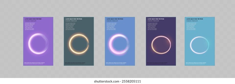 Abstract technology poster set with futuristic glowing patterns, geometric shapes, and digital effects. Modern design templates suitable for technology, innovation, or futuristic concepts.