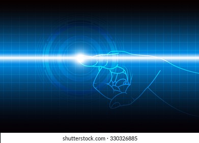 Abstract technology of privacy and security concept with finger scanner or finger touch screen, vector illustration