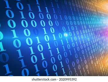 Abstract technology programming binary code isometric vector background.Digital data and secure concept with number 0 and 1 and glow light.