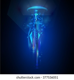 abstract technology quantum computer transformation future concept. background vector.