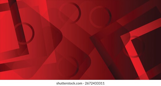 Tecnología Abstractas, fondo rojo. Formas cuadradas geométricas abstractas coloridas del gradiente en el fondo de la ilustración.
