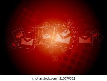 Abstract technology red background. Vector template design