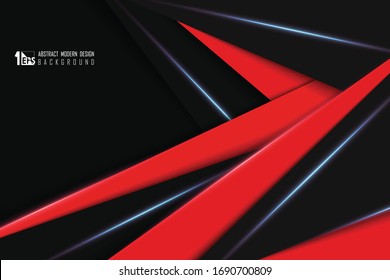 Tecnología abstracta de diseño técnico moderno rojo y negro de la presentación artística con efecto de haz de luz. ilustración eps10