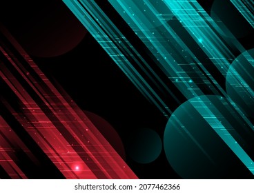 Abstract technology red and blue geometric diagonal overlapping hi speed line movement design background. Vector illustration  