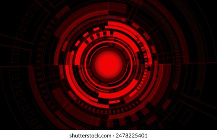 Abstract technology red circular system cyber futuristic on black design modern creative background vector illustration.