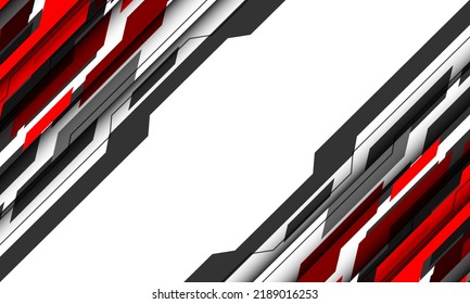Abstract technology red grey circuit cyber futuristic geometric dynamic on white design modern background vector illustration.