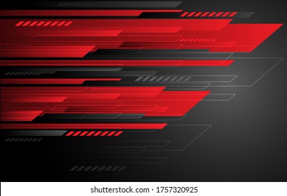 Abstract technology red grey speed stripes on dark gradient. Modern futuristic background design vector illustration.