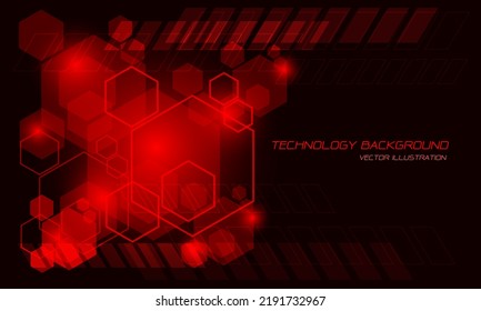Abstract technology red hexagon geometric light with text on blank space design modern futuristic background vector illustration.