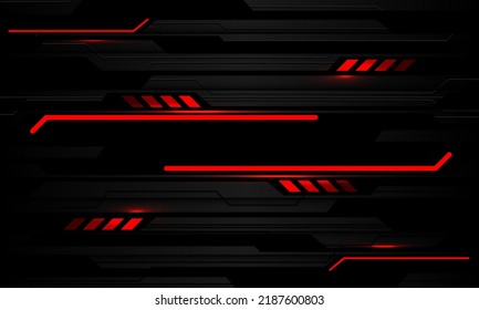 Abstract technology red light black circuit cyber futuristic grey metallic design modern background vector illustration.