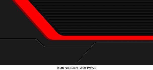 Abstract technology red light line grey texture black circuit cyber geometric design modern futuristic creative background vector illustration.