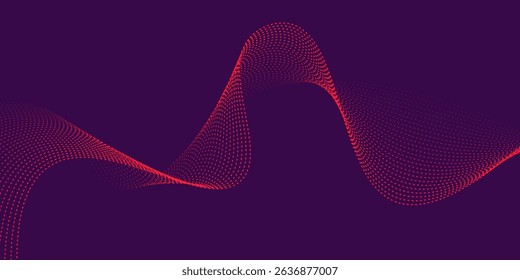 Abstract technology red pink and blue particles wavy design 3D movement of sound dynamic background. Modern futuristic concept. Vector illustration 