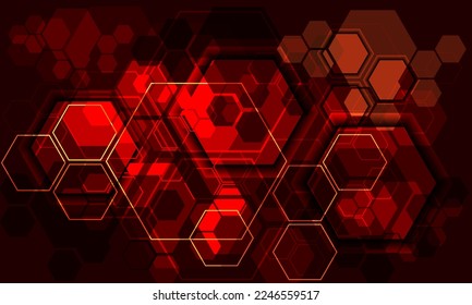 Abstract technology red yellow hexagon shadow geometric overlap futuristic design creative ultramodern background vector illustration.
