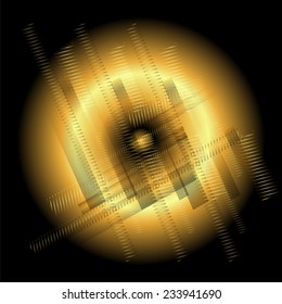 Abstract technology round golden black background 