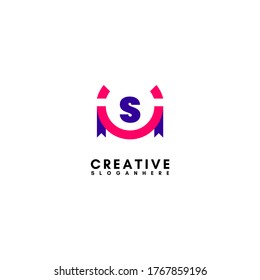 abstract technology S logo letter simple design concept