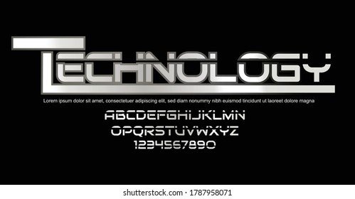 Abstract technology science alphabet font. digital space typography vector illustration design. typography of technology words. Elegant modern style fonts