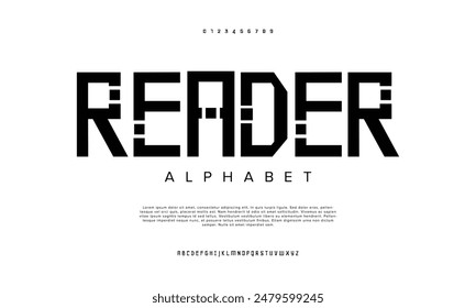 Abstract technology science alphabet font. digital space typography vector illustration design