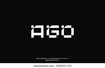Abstract technology science alphabet font. digital space typography vector illustration design
