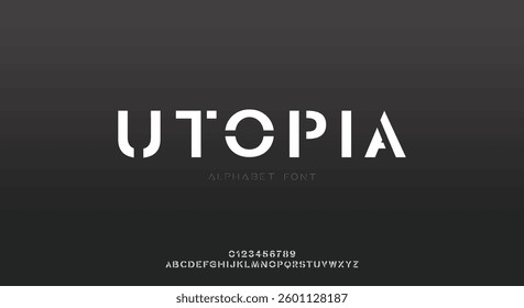 Abstract technology science alphabet lowercase font. digital space typography vector illustration design