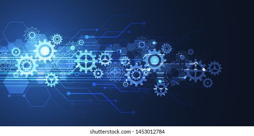 Abstract technology of science background. Futuristic interface with geometric shapes. Vector illustration