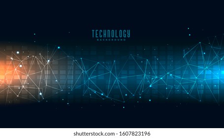abstract technology science banner with connecting lines