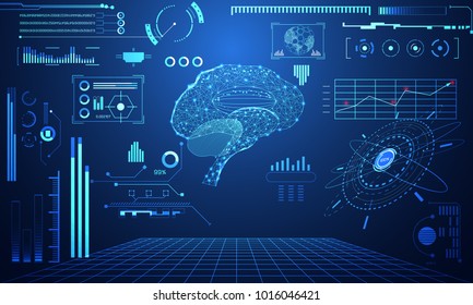 abstract technology science concept Brain data health digital : hud interface elements of medicine analysis Doctor,medical,physician and percent vitality innovation on hi tech future design background