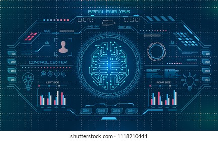 Abstract Technology Science Concept, Brain Circuit, HUD Interface Elements of Medicine Analysis - Illustration Vector