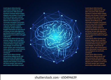 abstract technology science concept brain digital link on hi tech blue background