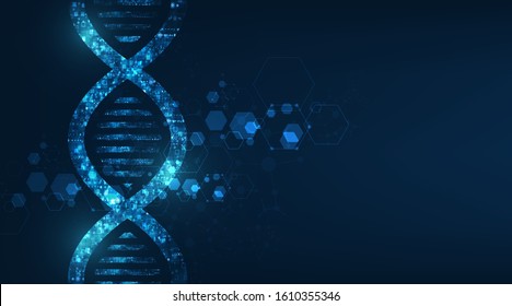 abstract technology science concept, DNA code structure with glow.