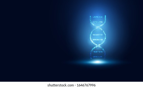 abstract technology science concept DNA futuristic on hi tech blue background.