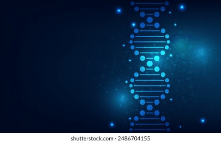 Abstract  technology science concept with a DNA molecules and biology vector illustration.DNA blue background. 