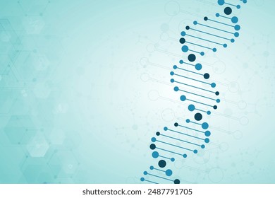 Abstract technology science concept with a DNA molecules and biology vector illustration.	