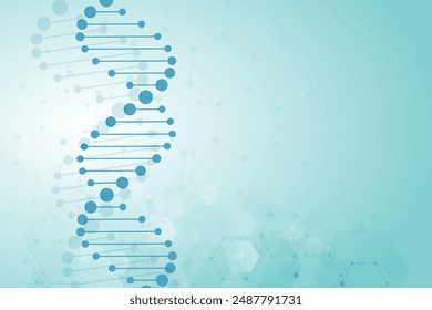 Abstract technology science concept with a DNA molecules and biology vector illustration.	