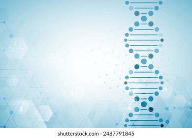 Abstract technology science concept with a DNA molecules and biology vector illustration.	