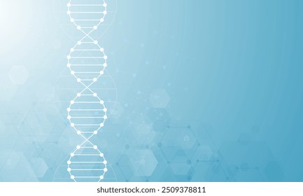 Abstract  technology science concept with a DNA molecules and biology vector illustration.DNA blue background. 