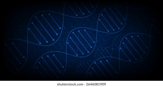 Abstract technology science concept with a DNA molecules and biology vector illustration.DNA blue background. 