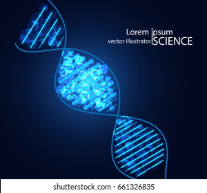 abstract technology science concept DNA on hi tech background