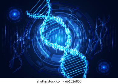 abstract technology science concept DNA binary on hi tech background