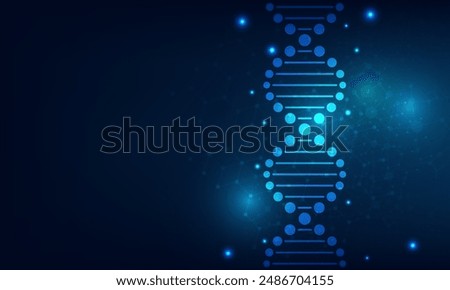 Abstract  technology science concept with a DNA molecules and biology vector illustration.DNA blue background. 