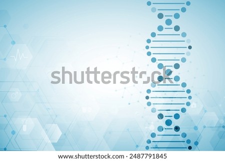Abstract technology science concept with a DNA molecules and biology vector illustration.	