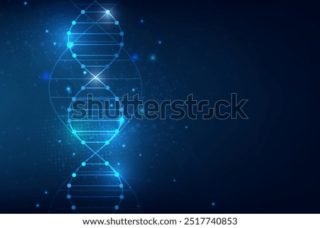 Abstract  technology science concept with a DNA molecules and biology vector illustration.DNA blue background. 