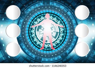 abstract technology science concept health medical science of doctor analyze scanner DNA on hi tech future design innovation on hi tech future blue backgrounds