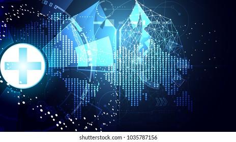 abstract technology science concept human data health digital : hud interface elements of medicine analysis Doctor,medical,physician and percent vitality innovation on hi tech future design background